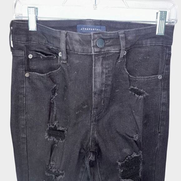 Aeropostale High Rise Skinny Jeggings Size 8 Distressed Grunge Punk Streetwear - Picture 9 of 10